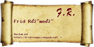Frid Rómeó névjegykártya